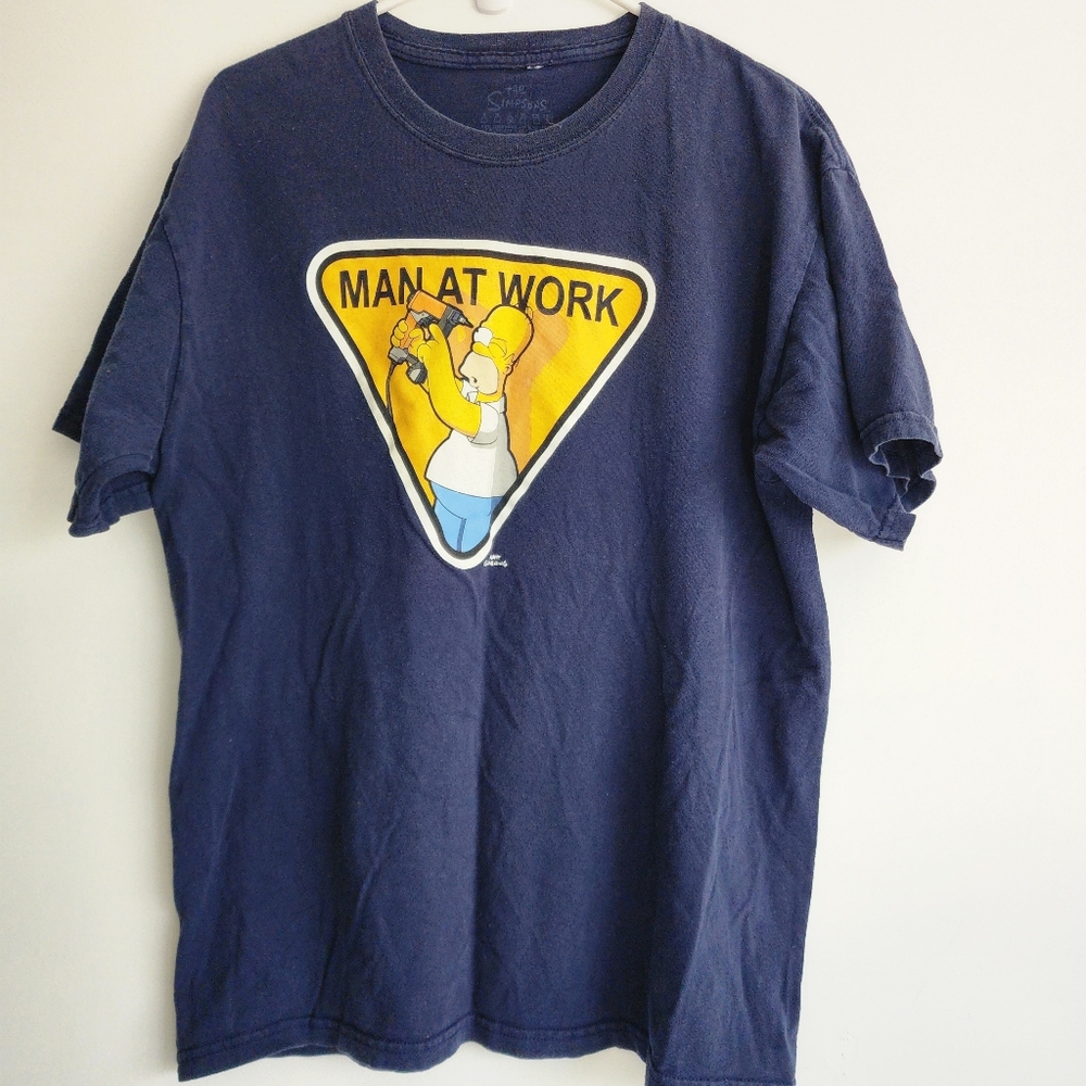 Navy Graphic T-Shirt with  Homer Man at Work Design
